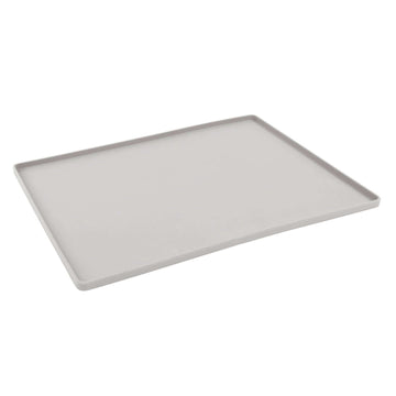 Messy Mutts Silicone Non-Slip Pet Bowl Mat with Raised Edge (16 x 12, Cool Grey)