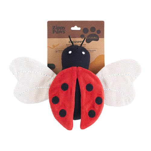 Zippy Paws ecoZippy Corduroy Critter Ladybug Dog Toy