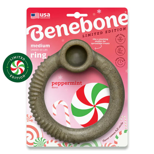 Benebone Peppermint Ring Limited Edition Durable Dog Chew Toy