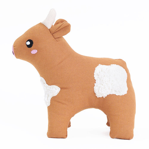 Zippy Paws ecoZippy Cotton Cuddler Cow Dog Toy