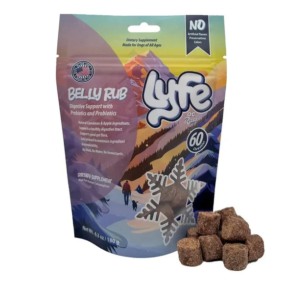 OC Raw Lyfe Belly Rub Digestive Support with Prebiotics and Probiotics Dog Treats