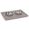 Messy Mutts Silicone Non-Slip Pet Bowl Mat with Raised Edge (16 x 12, Cool Grey)