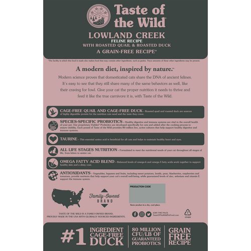 Taste Of The Wild Lowland Creek Feline Recipe with Roasted Quail & Roasted Duck (14-lb)